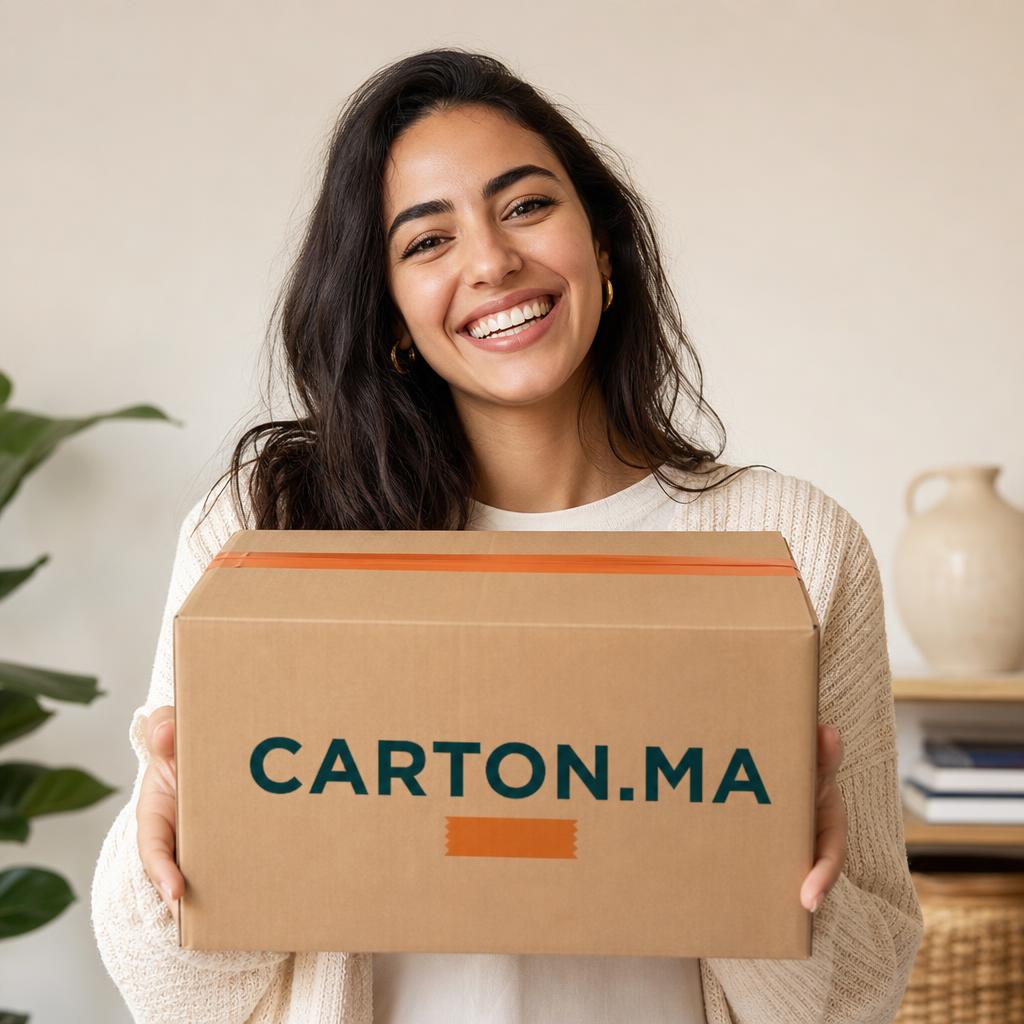 Cliente satisfaite avec son colis Carton.ma
